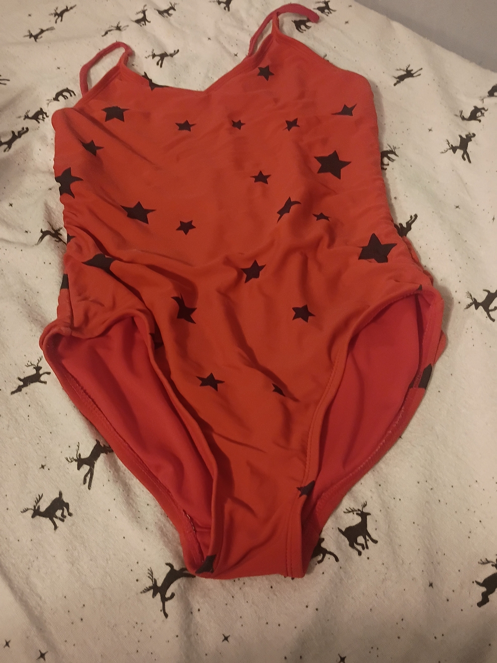 GAP Kids Red One-Piece Swimsuit with Black Stars